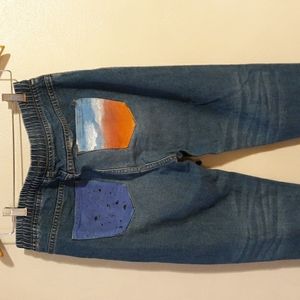 F21 hand painted ripped jogger jeans size Medium
